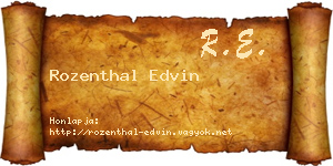 Rozenthal Edvin névjegykártya